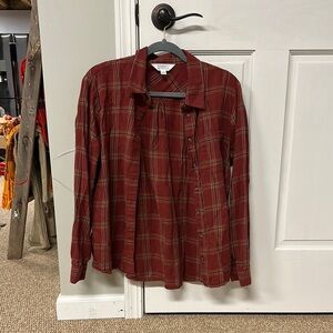 Market and Spruce Red Plaid Button-Up Flannel